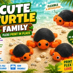 Cute Turtle Family | Flexi Print in Place