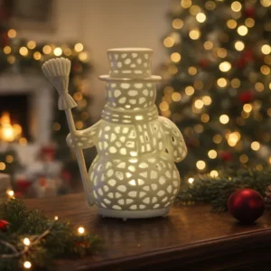 Christmas Voronoi Snowman Lantern LED Candle