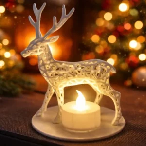 Christmas Voronoi Deer with LED Candle