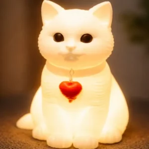 Cozy Valentine Cat and LED Night Light