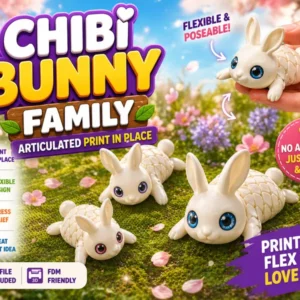 Chibi Bunny Family | Articulated Print in Place