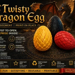 Twisty Dragon Egg | 12-Segment | Print-in-Place