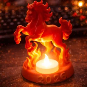 Fire Horse 2026 – LED Tealight Holder Sculpture